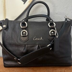 Vintage Y2K Coach Black Leather Ashley Satchel with Silver Hardware